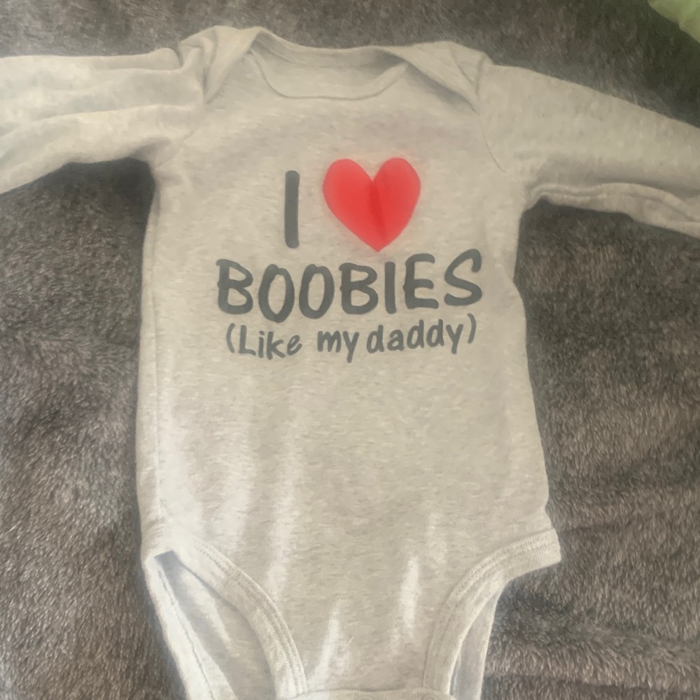 Carter's Gray and Red Long Sleeve Baby Bodysuit “I saying…